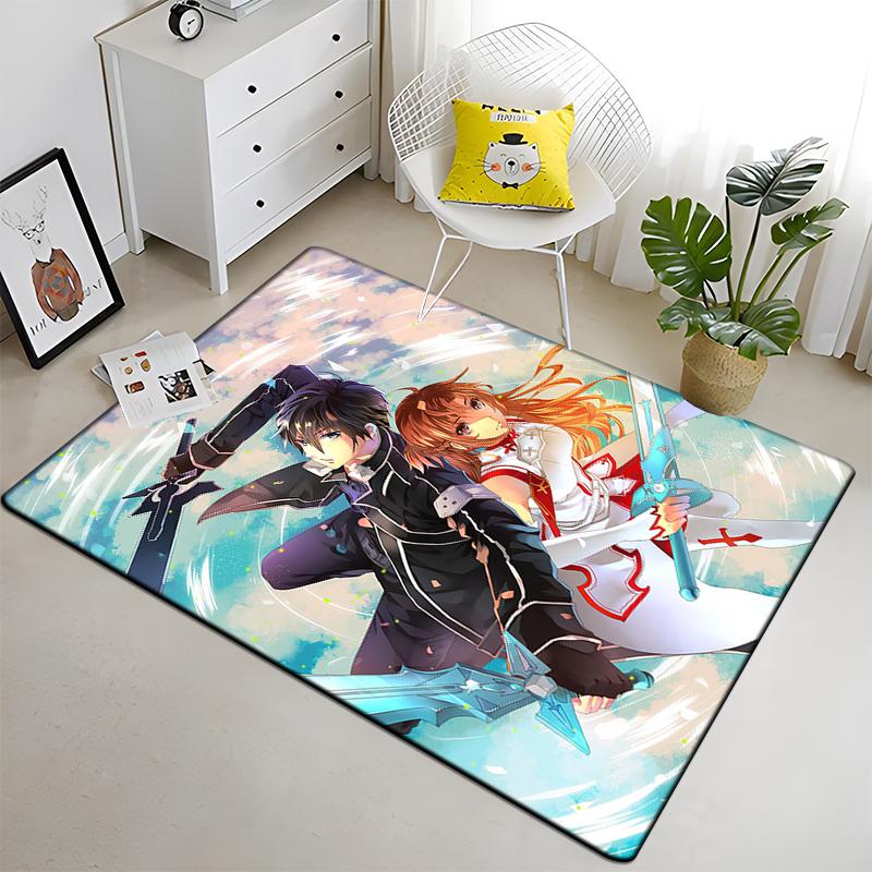 Hot Anime SAO Sword Art Online Modern House Living Room Floor Matte Bedroom Carpet Art Poster Mat Pattern Decorative Square Rug