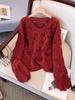 Plus Size Spring Set: Red Knitted Sweater & Dress