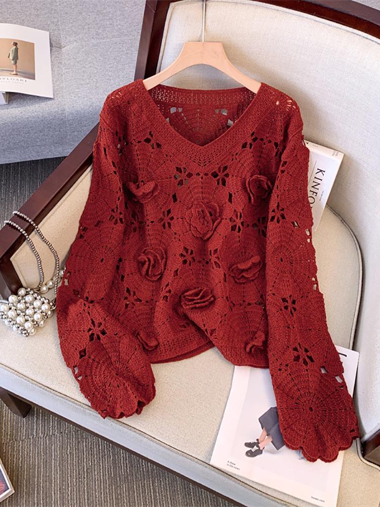 Plus Size Spring Set: Red Knitted Sweater & Dress