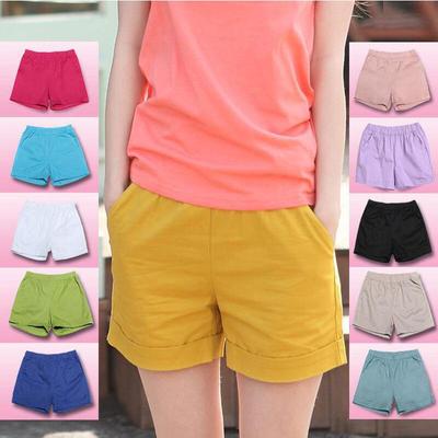 Pantaloncini da Spiaggia Elasticizzati a Colori Caramella da Donna - Taglie Forti, Vestibilità Larga, Gamba Larga, Cotone Leggings Estivi per Casa e Sport
