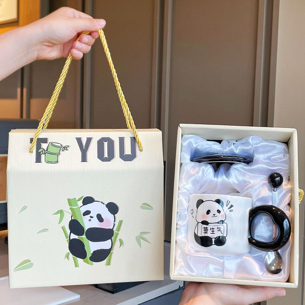 Souvenir Mädchen Niedlicher Panda Keramiktasse Paar Wasserbecher Kreative Praktische Tasse Herren Kaffeetasse Geschenk