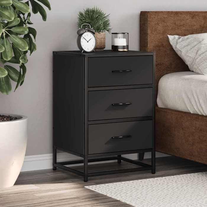 VidaXL Table de chevet noir 40x34,5x60 cm bois d'ingénierie et métal, table d'appoint, armoire de lit, table d'appoint pour 848719