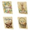 Holiday Inspire Easter Rabbits Print Plush Dining Chair Slipcover Dustproof for Home and Party Decoration