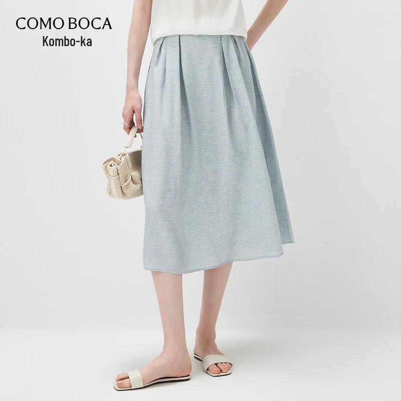 COMOBOCA Silk Blend Zipper Midi Skirt M