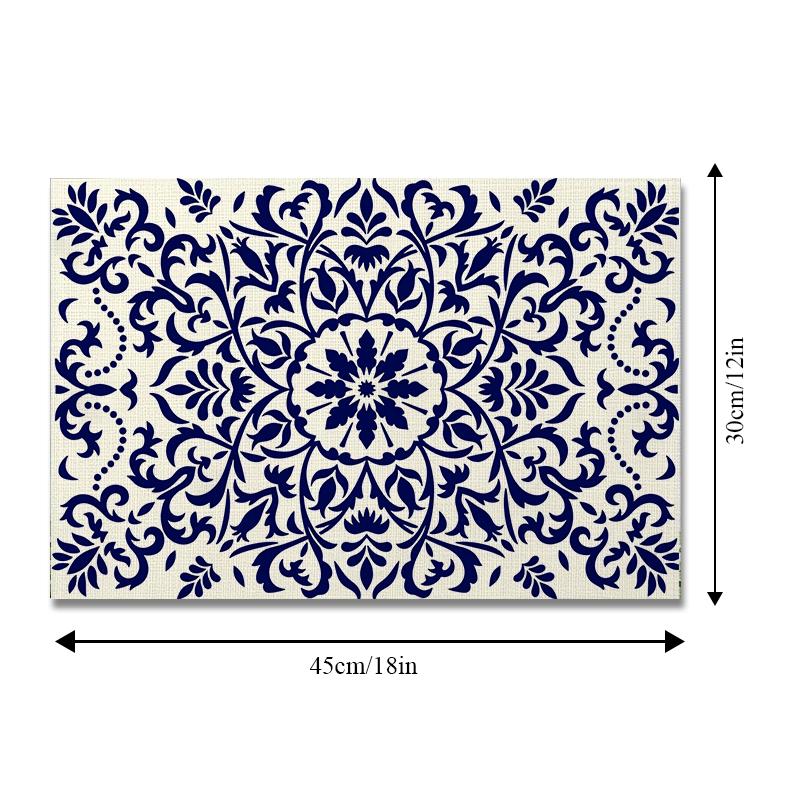 4Pcs, Navy Blue Bohemian Placemats, Best Placemats, Washable, Suitable for Holiday Parties, Home Decor, Kitchen Tables