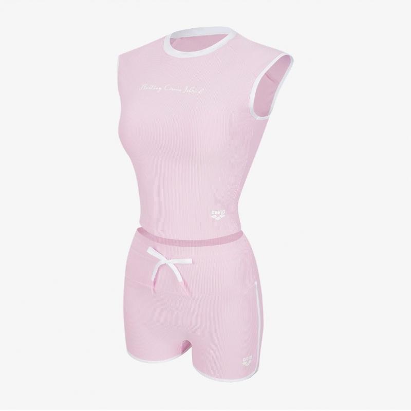 Arena Women Swizzle Slim Fit Rash Guard Set A6bl1ps06 Pnk