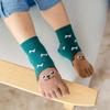 Boys Girls Cute Cartoon Five Fingers Sock Kids Breathable Toe Cotton Hosiery
