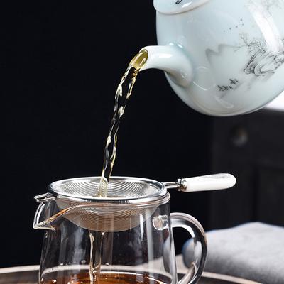 Reusable Ceramic Handle Mesh Loose Leaf Strainer Herbal Spice Tea Infuser Filter Tea Tool Coffee Filter Tea Strainer