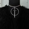 Gothic Long Sword Pendant Necklace With Alloy Material And Cross Design For Men Women