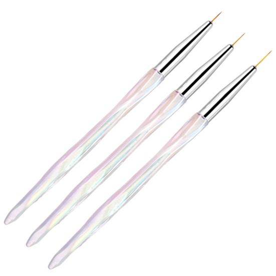 3Pcs Nail Art Multifunctional Create Nail Delicate Patterns Manage Brushes Details Wide Application Manicure