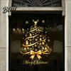 Weatherproof Christmas Stickers Gold Ribbon Tree Static Window Cling Glass Sticker with Bow Reindeer Creative Gift Ideas Antler & Star Snowflake,
