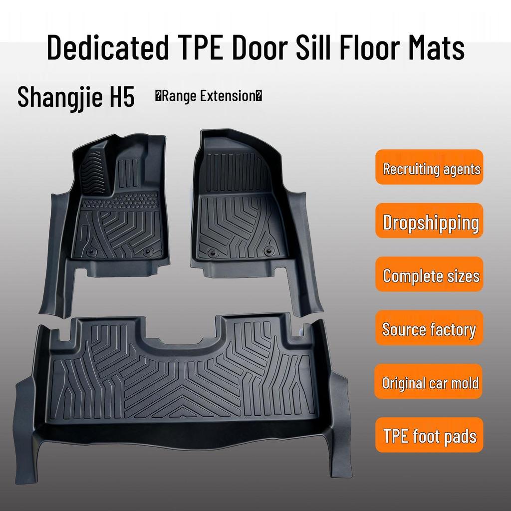 Shangjie H5 Extended Range Car Mats: TPE Door Sill Trim, Double Layer, Wear-Resistant Interior Protection.