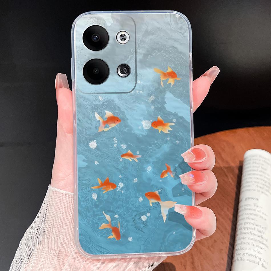 For Oppo Reno 9 Pro Plus 5G Phone Case Lovely Cartoon Soft TPU Transparent Silicone Lightweight Back Cover For Oppo Reno9 Funda