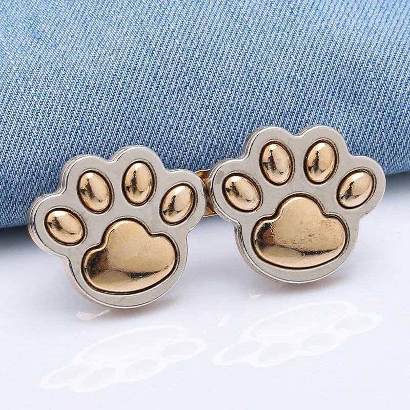 2/1Pair Paw Prints Waist Buckle Removable Pant Clips Adjustable Tightener No Sewing Required Waist Buckle Embellishments 1 Pair