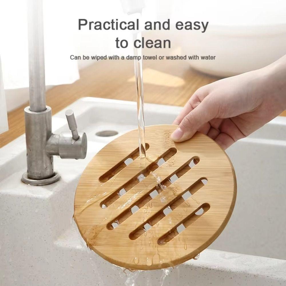 2Pcs Anti Scald Bamboo Pot Holder Square/Round Nonslip Cup Mat  Kitchen Accessory