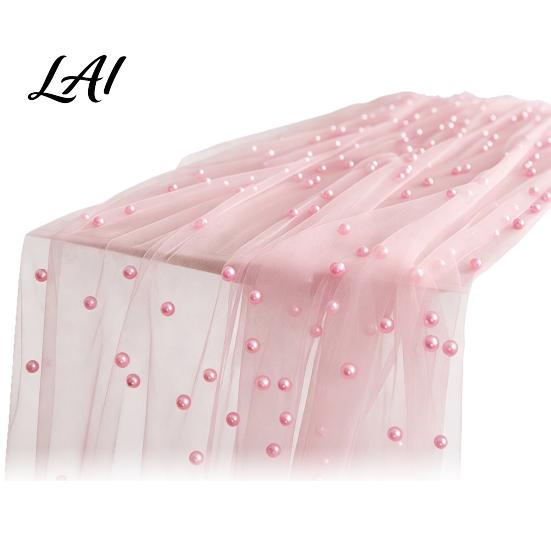 Versatile Table Runner for Holidays Faux Pearl Runner Sheer Tulle Washable Dining Room Elegant Overlay Weddings Holiday Parties Dreamy Decor