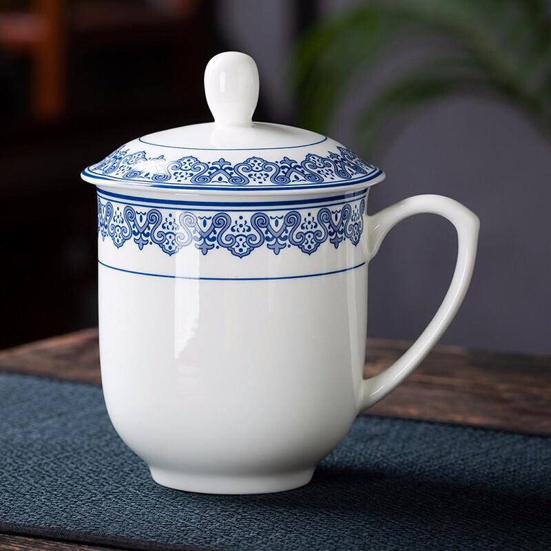 Taoxianghui Bone China Blue & White Teacup with Lid
