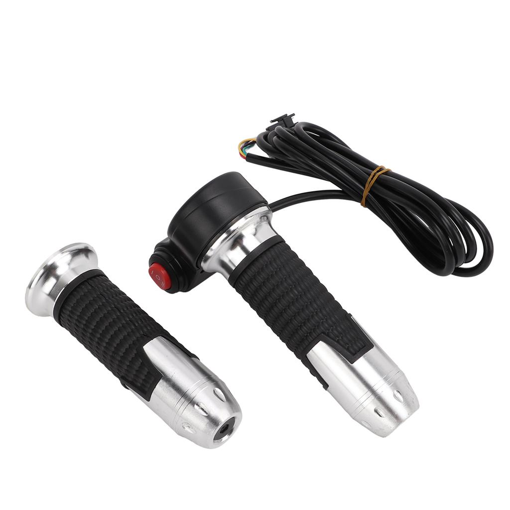 1 Pair set Twist Throttle Grip Handlebar Electric Vehicle Accessories 12V‑99V ( No Display of Three Speed)Silver
