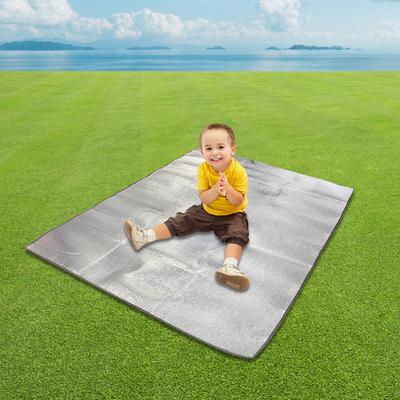 Waterproof Camping Mat Aluminum Foil Pad Double-Sided Portable Picnic Pad 78x78in with Storage Bag for Outdoor Beach Parks
