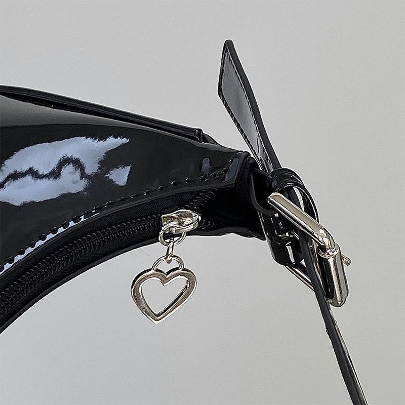 Lacquer Leather Bag Spicy Girl Style New Simple Underarm Bag Women Black Handbag High Grade Single Shoulder Bag