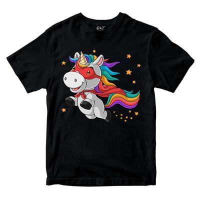 Koszulka Jednorożec Dziewczęca Magiczna Urocza Tęcza Latający Superbohater Dziecięca Góra T-shirt