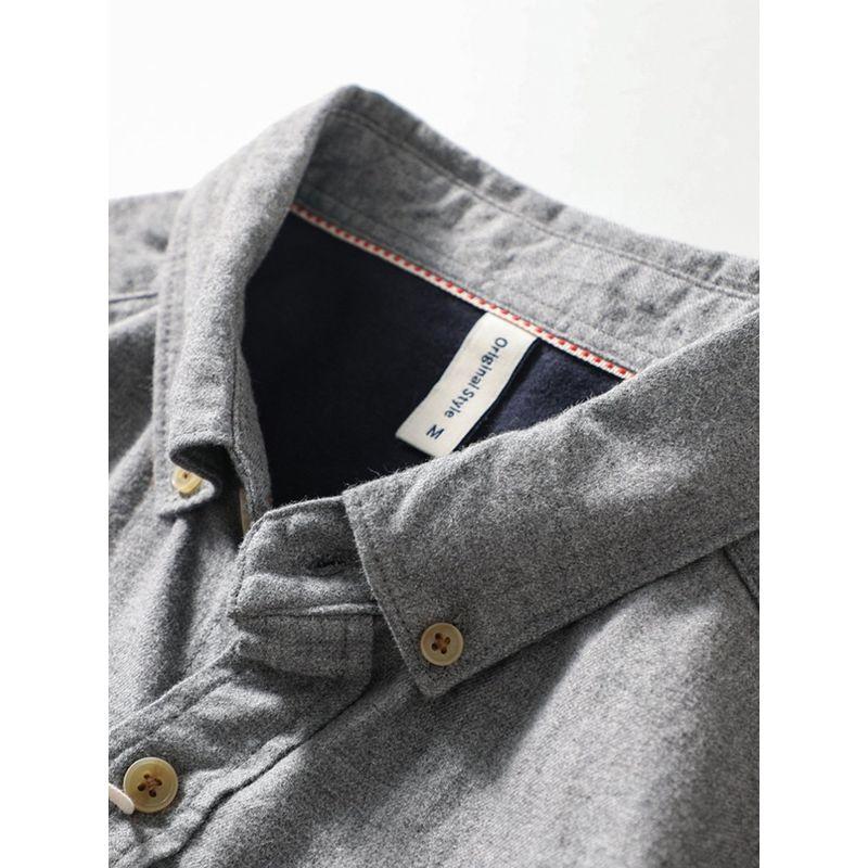 Japanese Brushed Casual Spring and Autumn Export Long Sleeve Shirt