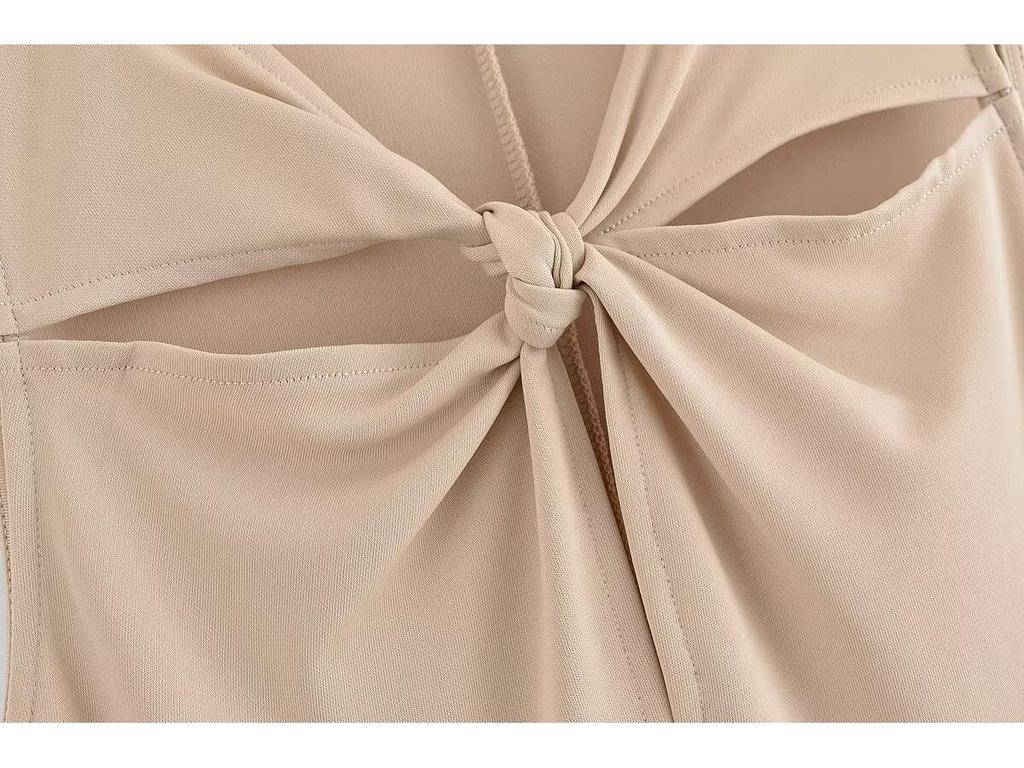 2025 Summer Fashion: Elegant Sleeveless Evening Dress with Chest Tie Design