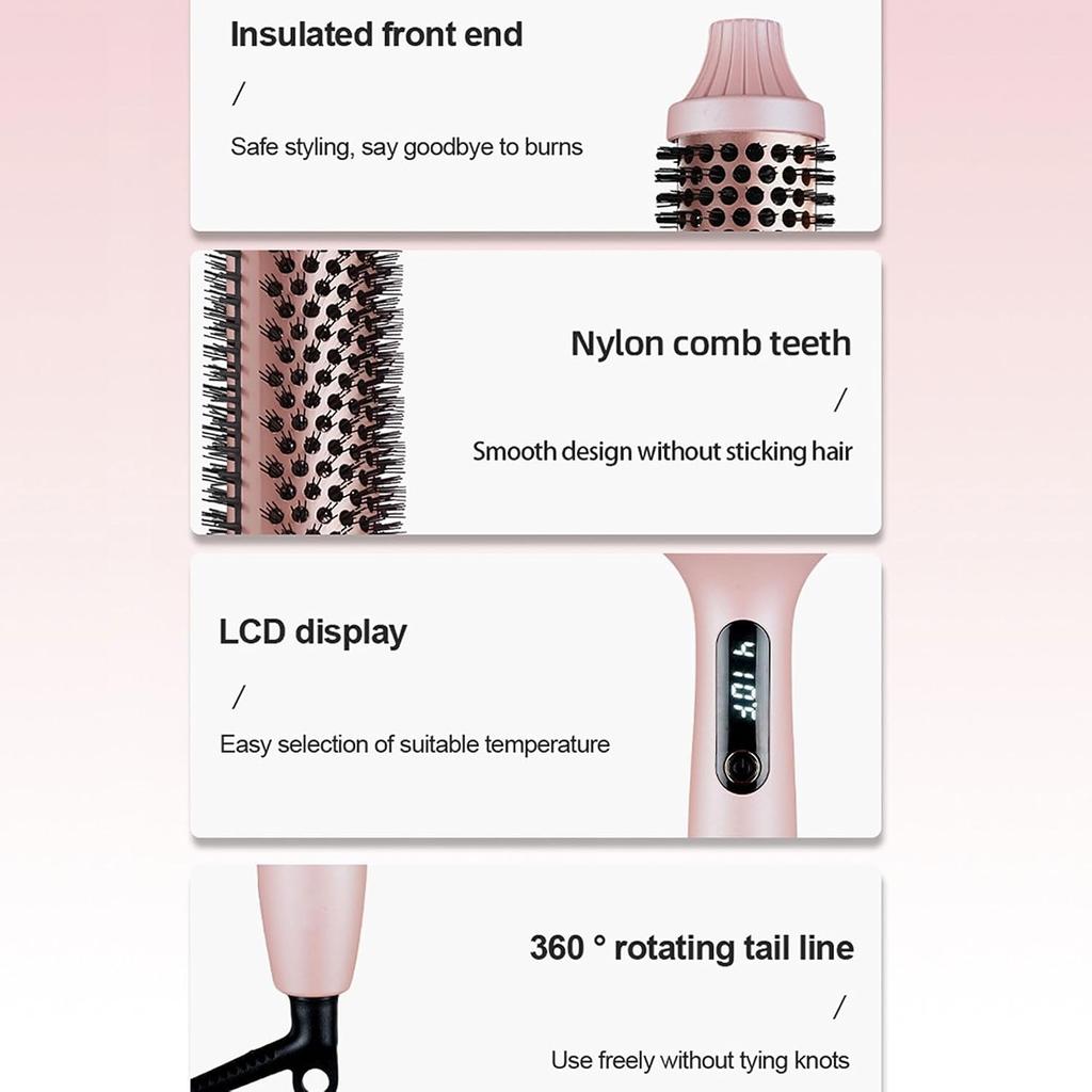 Thermal Brush, Blowout Boost 1.5 inch Heated Round Brush for Blowout Look, Dual Voltage, Ceramic Ionic Curling Brush Volumizer, Hair Styling Tool