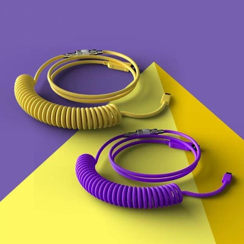 Coiled USB C Keyboards Cable Braided Detachable Aviation Type C Mechanical Keyboards Cable 1.6M