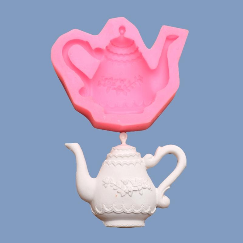Silicone Fondant Mold Cartoon Cute Teapot Shape Handmade Candle Resin Craft Cake Decorating Tool for Kitchen Baking Gift