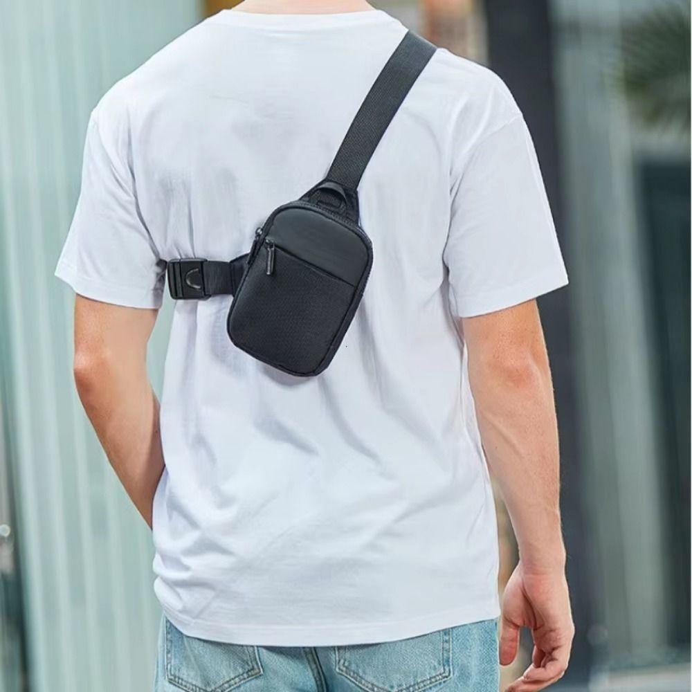 Nylon Mobile Phone Bag Multipocket Small Shoulder Bag Fashion Men Chest Bag  Workout