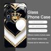 Stylish Black White Heart with Pearls Tempered Glass Phone Case for Oneplus 13R 12 11 10 9 Nord CE4 3 2 Lite ACE2 ACE3 Pro Cover