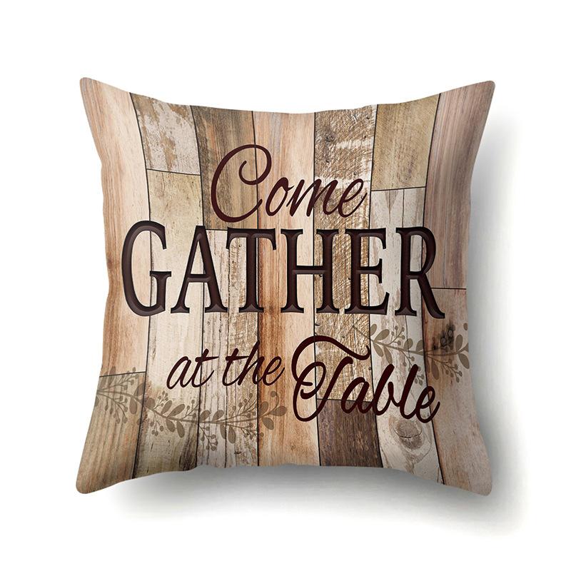 Polyester Pillowcase, Automotive Retro Wood Grain Printing Pillowcase, Waist Cushion Cover, English Cushion, Bedside Cushion Cover