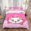 Pink Kitty Portrait Print 3Pcs Bedding Setduvet Cover With 2 Bedropillowcase Home Birthday Gift