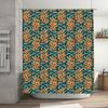 Bright Floral Pattern Shower Curtain Fabric Waterproof Home Decor Bathroom Decorations Customizable Sizes Available Orange Green