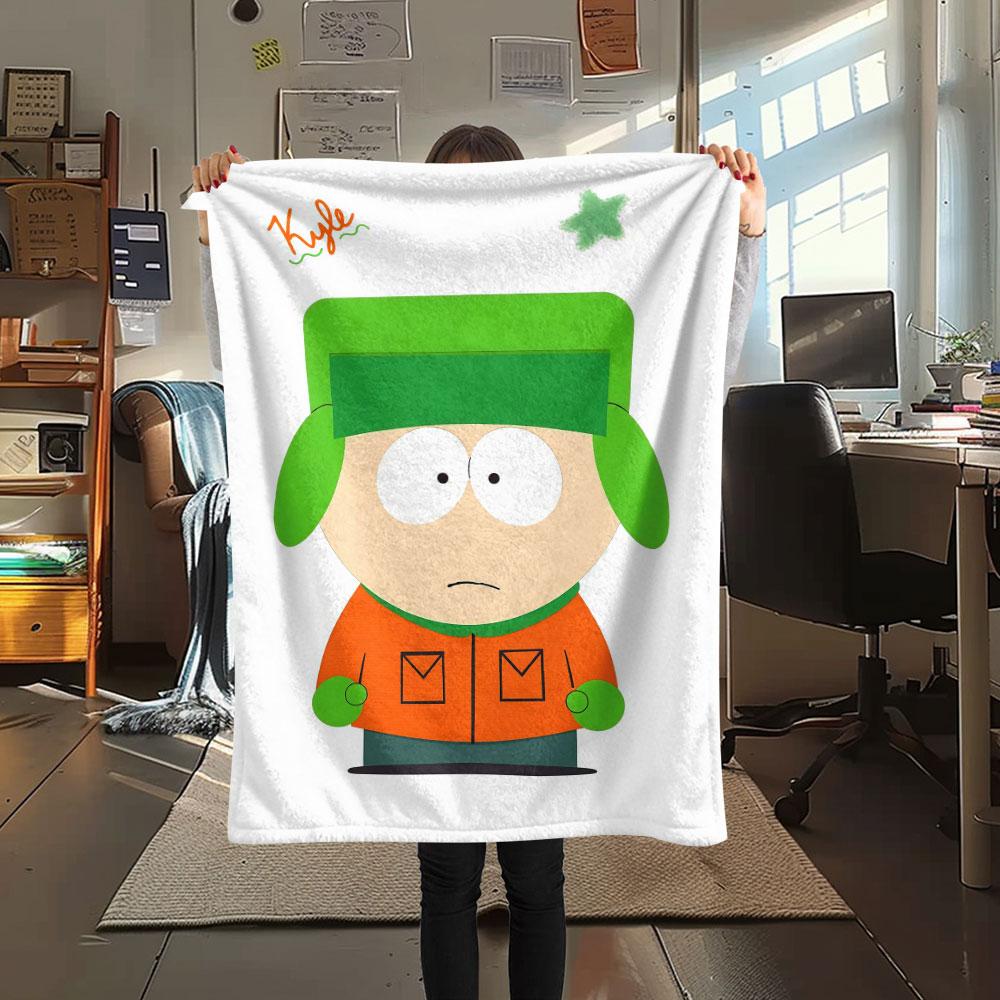 Kyle South Park Printed Flannel Blanket, soft throw for bedroom sofa, washable, fan merchandise, great gift.