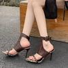 Sexy Peep Toe Summer Sandals Shoes Ankle Boots for Women Fashion Buckle High Heels  Party Wedding Dance Shoes Ladies