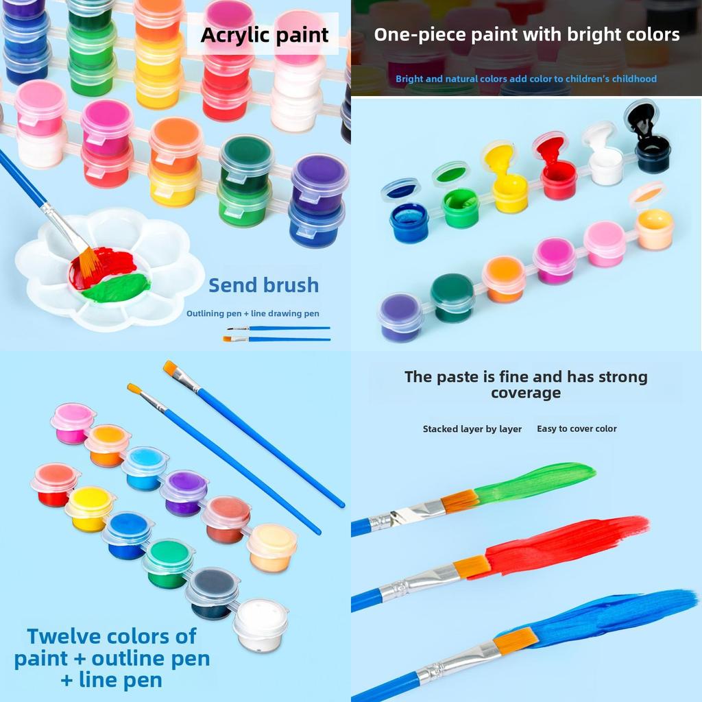 Childrens Art Set With 12 Acrylic Paints For Diy Science Experiment And Creative Coloring