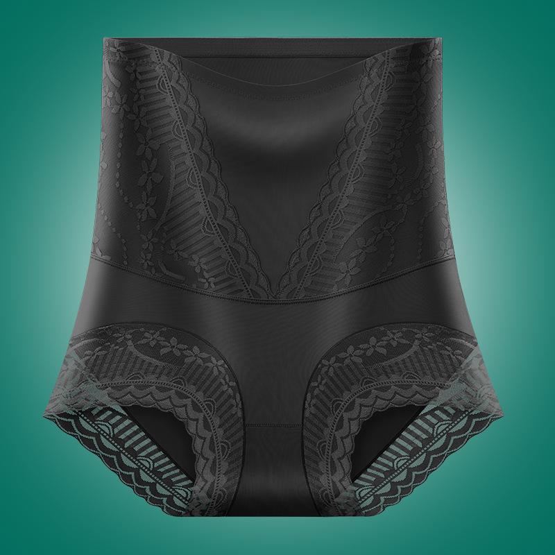 

High Waist V Shaped Floral Lace Tummy Control Hip Lifting Smooth Seamless Postpartum Shapewear Briefs M чёрный