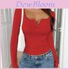 Elegant Knit Long Sleeve T Shirt With Button V Neck For Office Wear