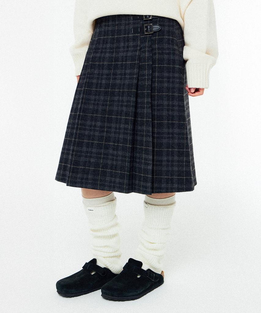 Pallet Check Wool Skirt Black