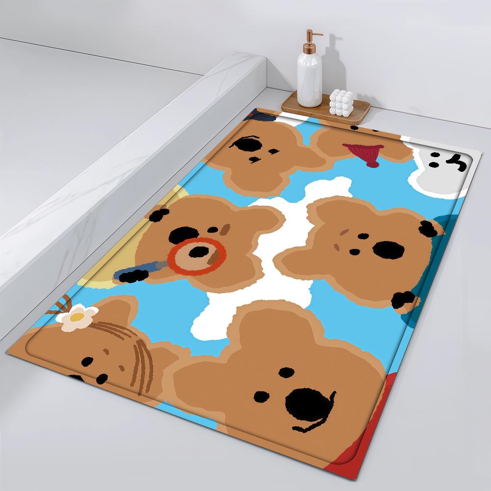 

Door D-Dinotaeng Mat Bedside Entrance Bath Floor Funny Decoration Cute Corridor Door Mat Carpet Living Room Balcony 40cm x 60cm
