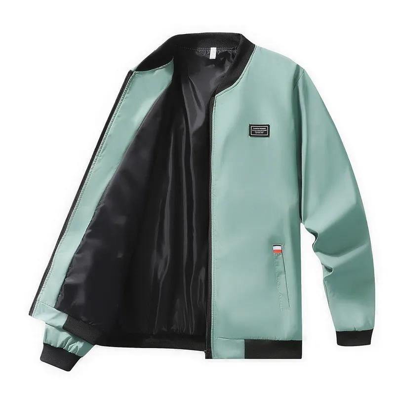 

Мужская куртка 4XL Осенняя тонкая с длинным рукавом Бейсбольная форма Ветрозащитная куртка для велоспорта Однотонная на молнии Повседневная куртка XXXL зелёный