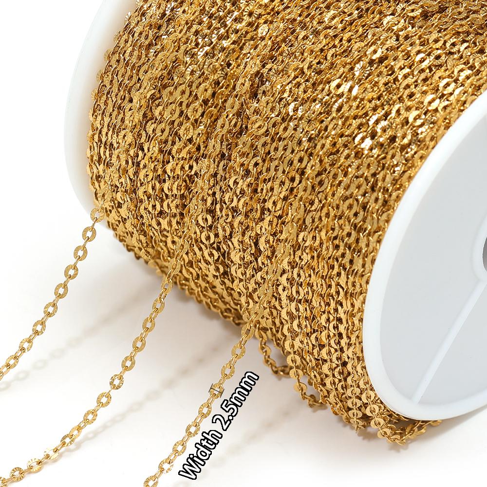 2Meters Stainless Steel PVD Gold Textrued Cable Chain for DIY Girls Necklace Women Bracelet Jewelry Earrings Making Supplies