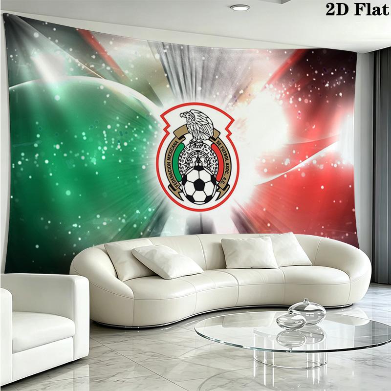 Mexico National Football Team Wall Tapestry Aesthetic Wall Hanging Printed Fabric Blanket Decorative Tapestries for Bedroom Living Room Home Decor