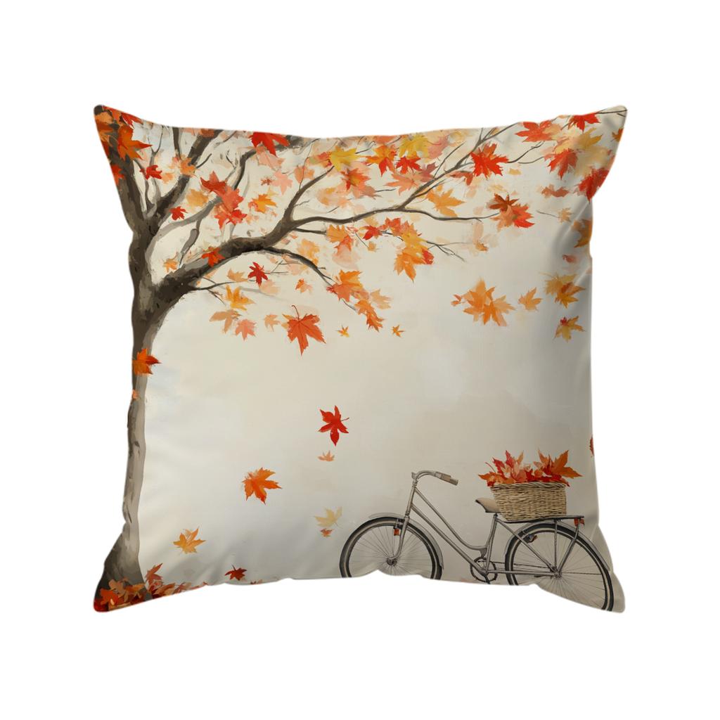 Home Decor Autumn Trees & Bicycles Decorative Pillow Covers Pattern Cushion Cover Suitable For Sofa Bedroom Car Pillow Cover