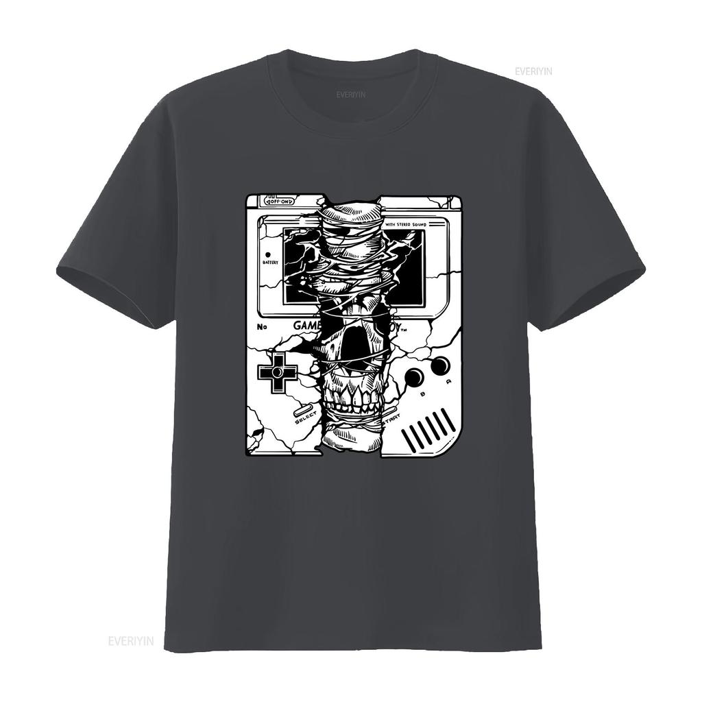 Cotton T shirt Gameboy Skull vintage Washed Soft Unisex fashion Stylish Comfortable Versatile Slightly Stretched homme