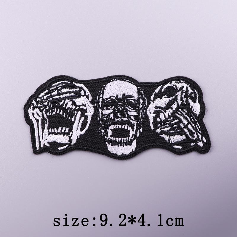 Hip Hop Punk Stickerei-Aufnäher für Kleidung Horror Totenkopf Aufnäher Aufbügel-Aufnäher für Kleidung Thermoklebende Aufkleber Abzeichen