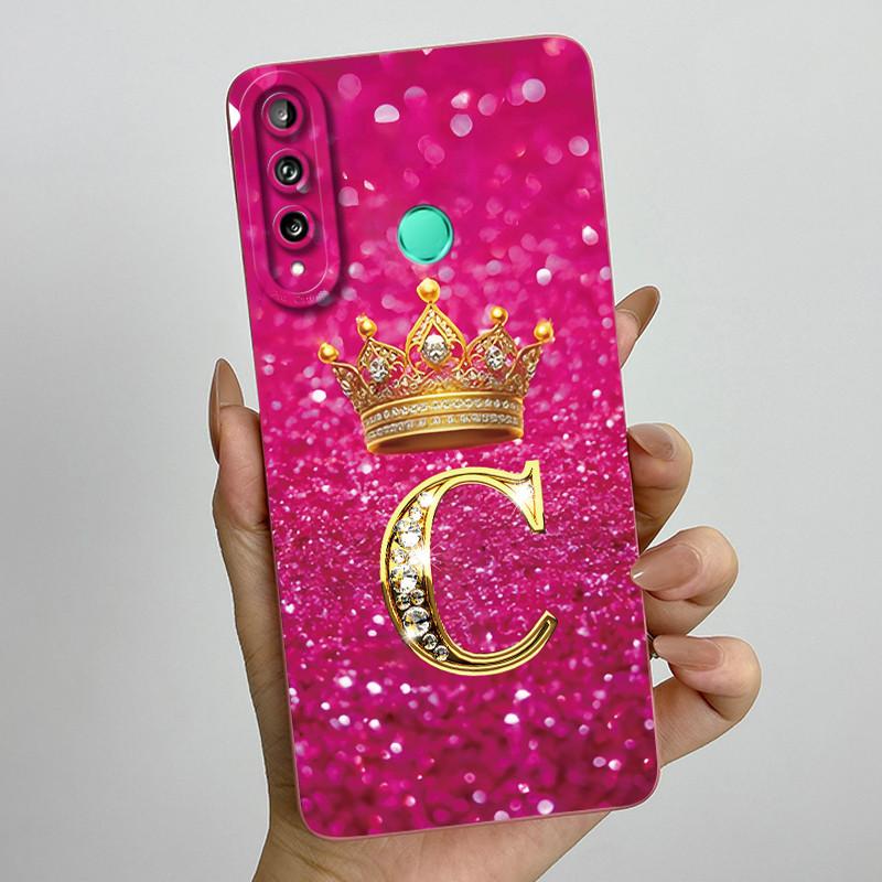 For Huawei Y7p P40 Lite E ART-L28 ART-L29 Fashion Initial Letter Couple Phone Case Y7P 2020 Soft Silicone TPU Protective Casing