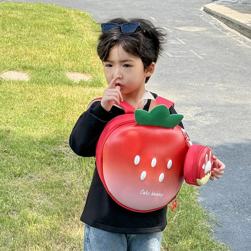 Cute Strawberry-shaped Eggshell Backpack for Children, A Casual and Fashionable Backpack for Boys and Girls